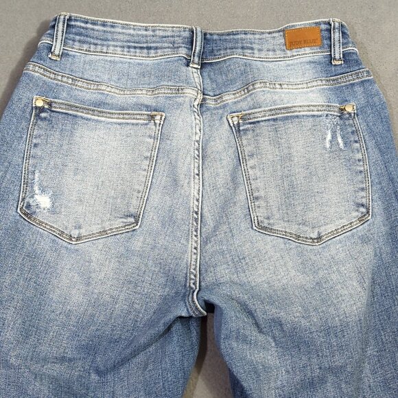 Judy Blue Jeans Women's 14W Blue Skinny Fit Capri Distressed Denim - Picture 3 of 11